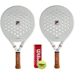 Fila padel pakketilbud (2 x Fila Velocita padelbat + 1 x Wilson X3 padelbolde) - Fila padel