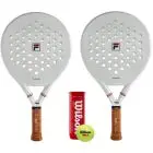 Fila padel pakketilbud (2 x Fila Velocita padelbat + 1 x Wilson X3 padelbolde)