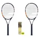 Babolat tennis pakketilbud (2 x Babolat Evoke Tour + 1 x Head Tour XT)
